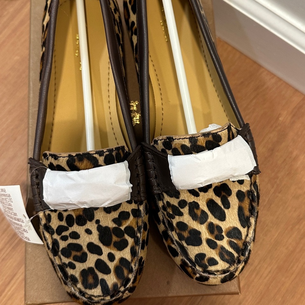 🆕NWT Coach Leopard haircalf Flats, Sz 6, brown/black - Picture 4 of 8